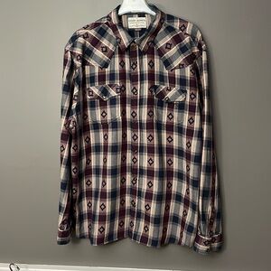 Cody James Western Apparel Maroon Tan Plaid - Size XXL